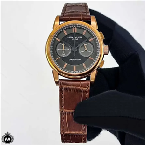 ساعت پتک فیلیپ مردانه بند چرمی سه موتوره Patek Philippe P3540G 