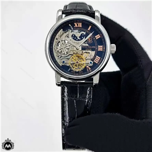 ساعت پتک فیلیپ مردانه بند چرمی اسکلتون Patek Philippe P9010G 