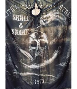پیشبند آرایشگری مشتری طرح مار و اسکلت سیاه و سفید Snake and skeleton cutting cape