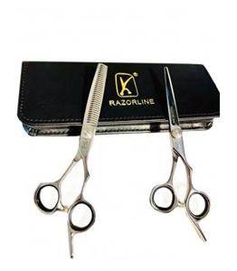 ست دو عددی قیچی آرایشگری ریزرلاین کات و کوتاهی/پیتاژ 6 اینچ Razorline R23  R23T hair scissors