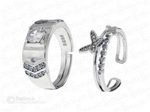 حلقه جفت زنانه مردانه طرح پروانه و قلب 16139