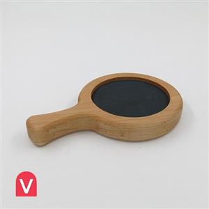 زیر لیوانی چوبی دسته دار مدل چوب راش دایره ای
