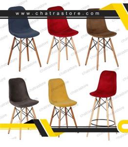 صندلی رستورانی برند H&M مدل السا پایه ایفلی روکش پارچه