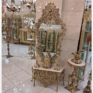 ست آینه شمعدان شامل میز، آینه، شمعدان و ساعت رومیزی بدنه رنگ ثابت با ضمانت