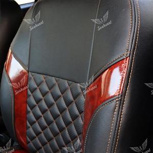 روکش صندلی خودرو کوییک و تیبا 2، تمام چرم، خرجکار طرح چوب