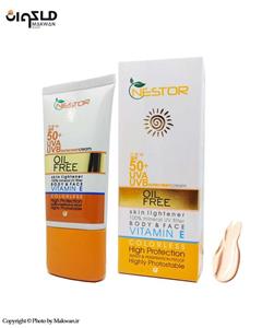 کرم ضدآفتاب بی رنگ SPF50 نستور حاوی ویتامین E مناسب پوست چرب حجم 50 میلی لیتر