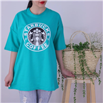 تیشرت زنانه لانگ طرح Starbucks مدل TL22111