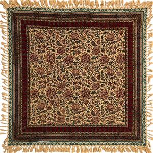 قلمکاری  رومیزی قلمکار ممتاز اصفهان طرح گل صد پر قاجار سایز 80*80 سانتی متر -