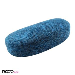 قاب عینک مخملی، بیضی شکل، آبی رنگ و سایز بزرگ مدل 992381