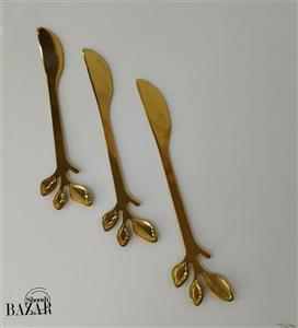 کارد میوه خوری طلایی طرح برگ