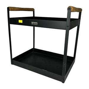 استند دو طبقه فلزی مشکی دسته چوبی