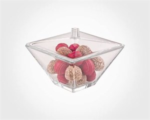 شکلات خوری شیشه ای در اکرولیک مربع لیمون 