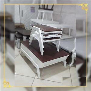 میز جلو مبلی و میز عسلی 4تیکه قایقی تک کشو مدل دو رنگ