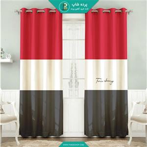 پرده پانچی چاپی طرح قرمز نوک مدادییک پنل حریر پانچی 