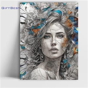 تابلو نقاشی دختر سنگی