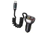 شارژر فندکی تایپ سی و یو اس بی 60 وات دارای کابل تایپ سی 30 وات یوسامز USAMS US-CC192 C37 Type-C USB Car Charger Type-C Spring Data Cable