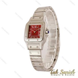 ساعت کارتیه سانتوس زنانه سیلور صفحه قرمز Cartier-5392-L