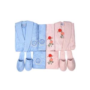 سرویس حوله 8 تکه TWINS ترکیه - صورتی روشن/ آبی