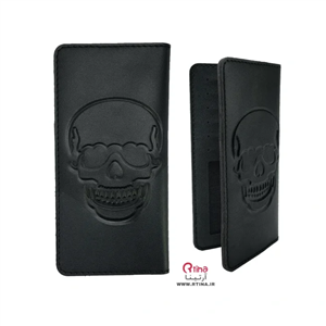 کیف پول چرم مردانه کتابی  جاکارتی طرح اسکلت