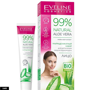 کرم موبر صورت اولاین ضد حساسیت و ابرسان پوست حجم 20 میل EVELINE Face Depilatory Cream Aloe Vera 5903416026839 