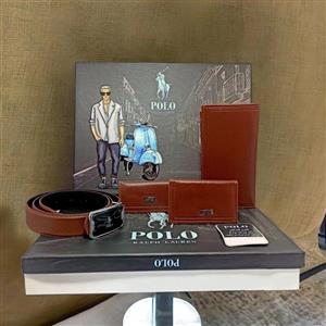 ست هدیه مردانه کیف و کمربند 4 تکه پولو polo