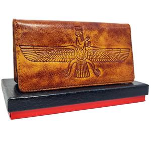 کیف پول چرم طبیعی دست رنگ مدل اهورا مزدا