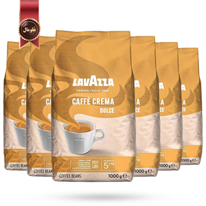 دانه قهوه لاوازا lavazza مدل کافه کرما دولچه caffe Crema Dolce یک کیلویی بسته 6 عددی
