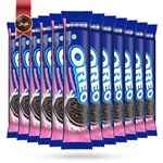 بیسکویت اورئو oreo مدل کرم توت فرنگی Strawberry cream وزن 119.6 گرم بسته 12 عددی