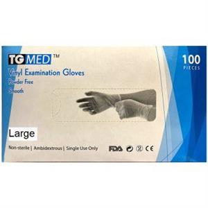 دستکش وینیل بدون پودر TG MED سایز L بسته 100 عددی