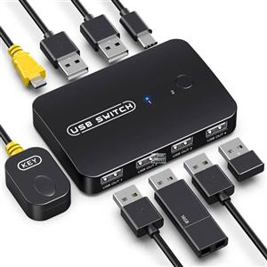سوئیچ سلکتر 4پورت دستی مدل USB IF-U204 با قابلیت اتصال 2 کامپیوتر