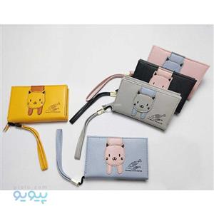 کیف پول دخترانه گربه و ماهی آیتم 75087 تک و عمده