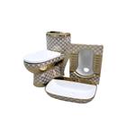 ست کامل فرنگی کاسه توالت و روشویی سفید  طلا کد mrw01