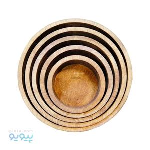 ظروف چوبی طرح دایره مجموعه 5 عددی تک و عمده