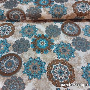 پارچه ملحفه ای عرض 2 متر ستایش طرح سنتی فیروزه ای