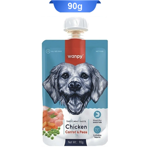 پودینگ سگ طعم مرغ حاوی هویج و نخودفرنگی ونپی (Wanpy) وزن 90 گرم