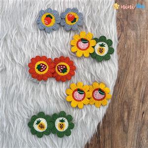 گیره تق تقی گلدوزی طرح گل 1 جفت