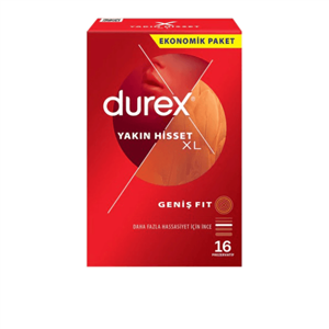 کاندوم سایز بزرگ durex مدل YAKIN HISSET XL بسته 16 عددی بزرگترین موجود 