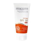 ضد آفتاب رنگی فاقد چربی SPF50 پوست چرب و آکنه دار حجم ۵۰ میلی لیتر هیدرودرم Hydroderm