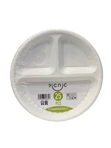 بشقاب یکبار مصرف سه خانه (pp) پیکنیک