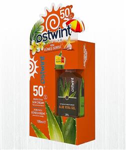 کرم ضد آفتاب SPF 50 همراه با هدیه ژل آلوئه ورا استیونت Ostwint 