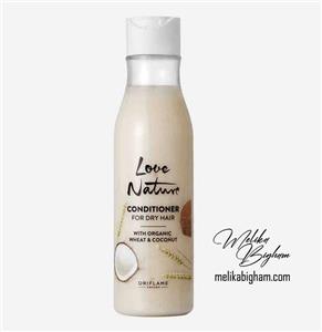 نرم کننده مو نارگیل و جو مخصوص موهای خشک Conditioner For Dry Hair with Organic Wheat & Coconut لاونیچر love nature 