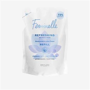 شوینده بانوان پاکتی شاداب کننده فمینله حاوی انگور سیاه و گل نیلوفر آبی اوریفلیم Oriflame FEMINELLE Refreshing Intimate Wash Blackcurrant & Lotus Flower Refill