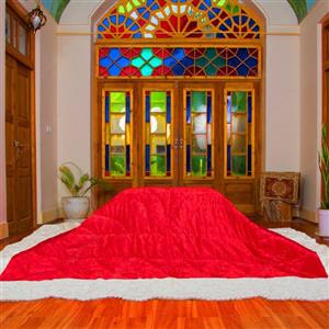 لحاف کرسی دست دوز مخمل شانل رنگ قرمز حاشیه سفید