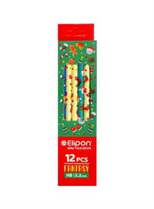 مداد مشکی الیپون مدل فانتزی گرد کد 8102520 بسته 12 عددی