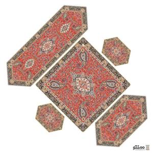 سرویس کامل رومیزی ترمه طرح سالار قرمز کد 602