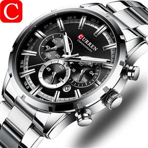 ساعت مچی مردانه کارن 8355 نقره ای-مشکی (کورن CURREN) پسرانه زنانه دخترانه هوشمند اسپرت دیجیتال سه موتوره