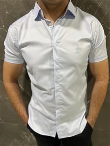 پیراهن آستین کوتاه مردانه رنگ آبی آسمونی