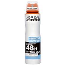 اسپری ضد تعریق مردانه لورآل مدل Sensitive Comfort 48H حجم 150 میلی لیتر LOreal Sensitive Comfort 48H Spray 150ml  For Men