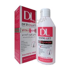 شامپو تقویت کننده موی خشک و آسیب دیده درمالیفت ۲۰۰ میلی لیتر Dermalift Vita-Grow Anti Hair Loss Shampoo For Dry & Damaged Hair