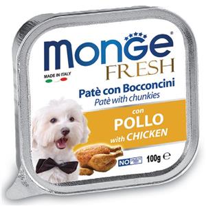 خوراک سگ مونگه مدل Pate & Chunks With Chicken-13062 با طعم مرغ وزن 100 گرم